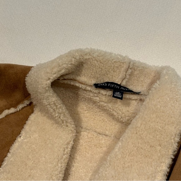 Saks 5th Avenue Faux Shearling Tan Coat - Picture 4 of 9